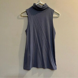 Womens Tildon Grey Turtleneck tank top sz S Zipper High Neck Sleeveless